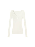 Rose Luna Mercerized Wool V-Neck Top