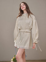 "A Cup of Milk" Relaxed Cotton Trench & Skirt Set