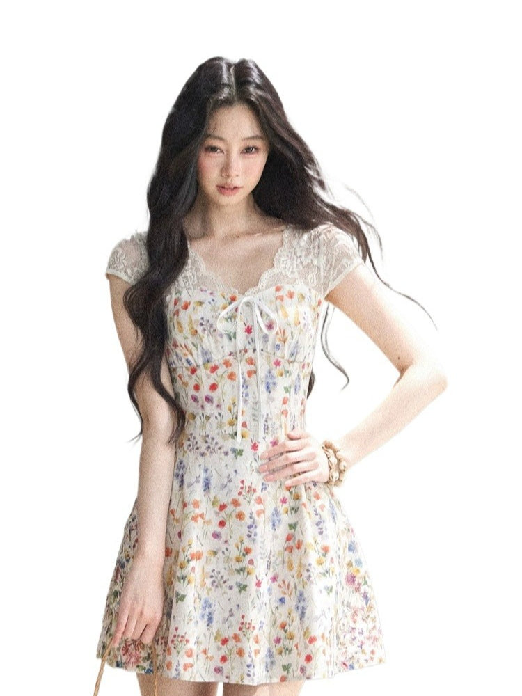 Lace Floral Mini Dress