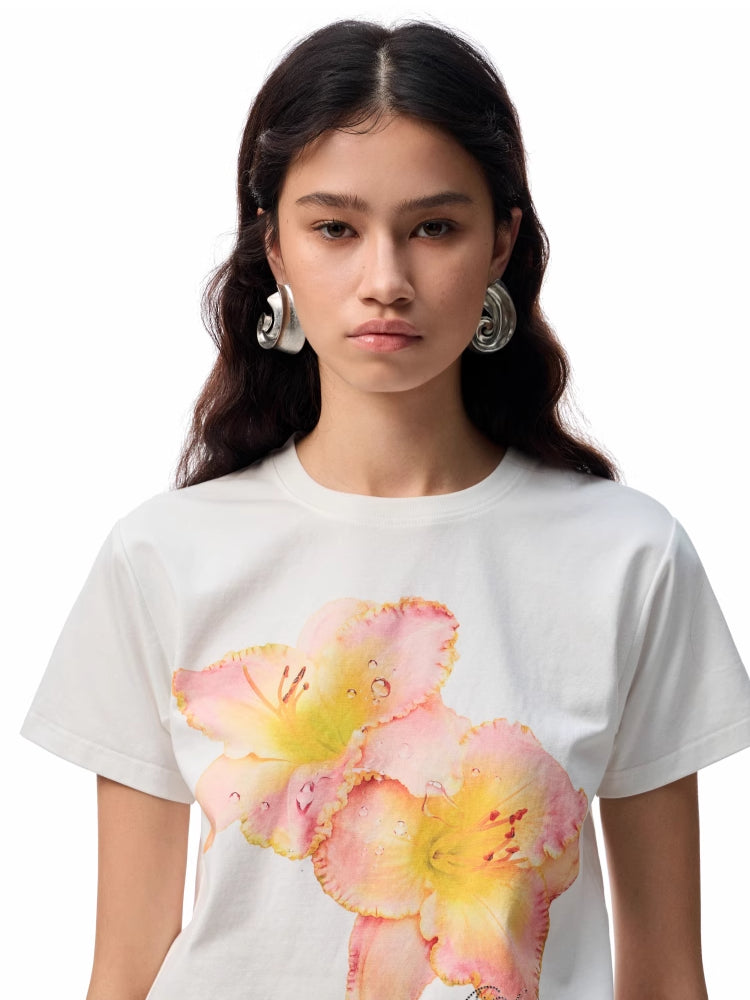 Printed Loose Austrian Rhinestone T-shirt
