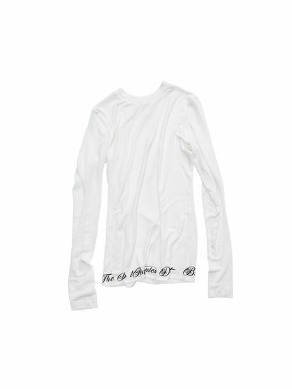 Basic Letter Print Semi-Sheer Long Sleeve Tee