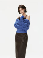 Amber Paneled Faux Leather Midi Skirt