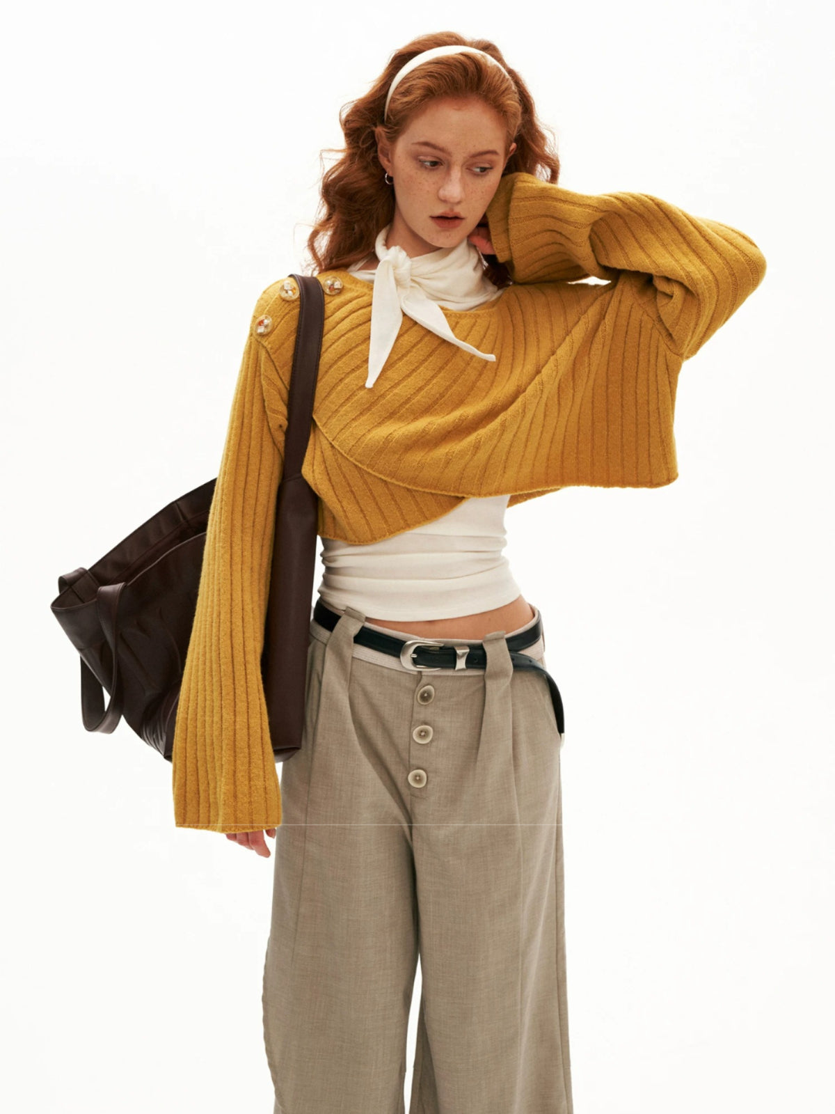 Soft Tie Neck Fitted Sleeve Top