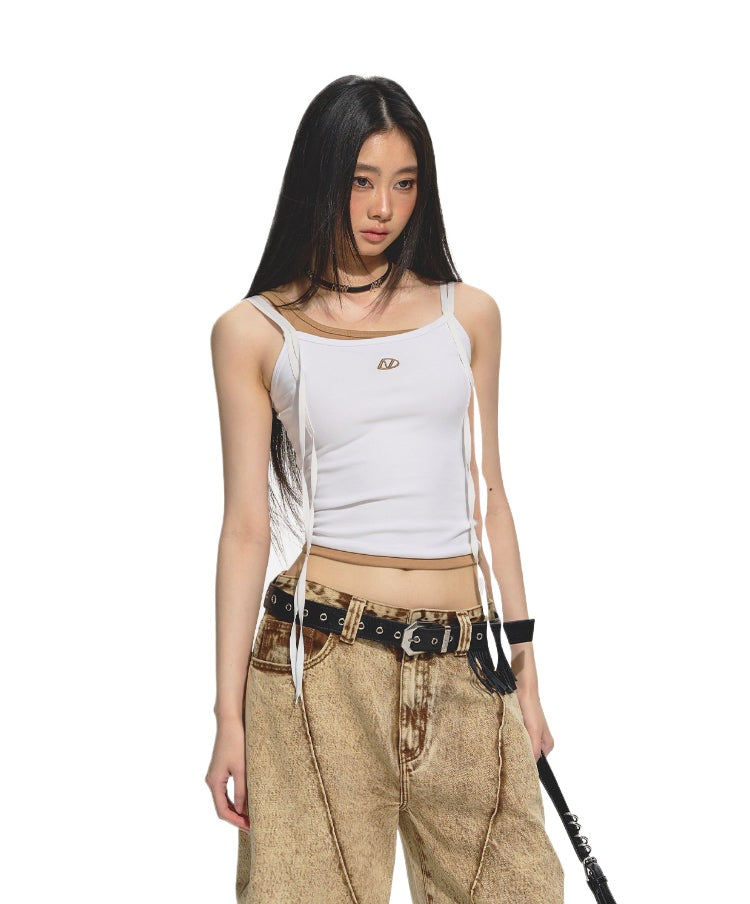 Color Block Mock Two-Piece Halter Top
