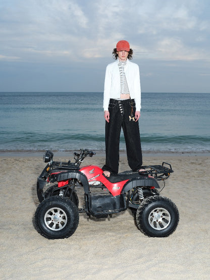 Asymmetric Button Straight Jeans