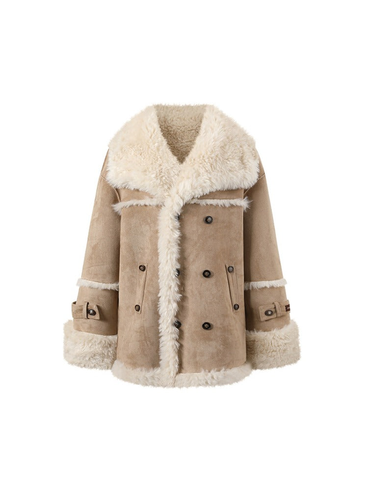 Vintage Suede Faux Fur Coat