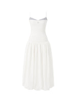 Color - Block Splicing Strappy Puff Dress