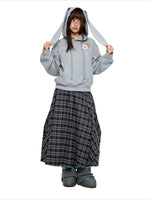 Plaid Gathered Midi Skirt