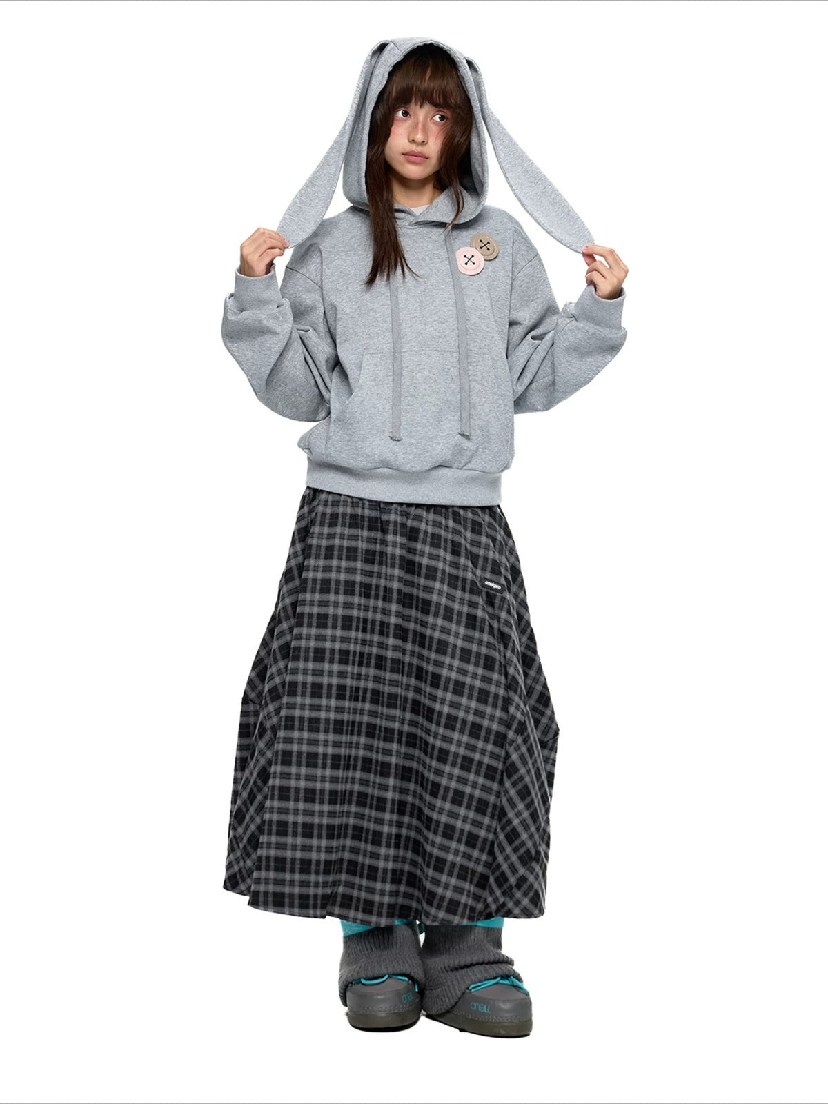 Plaid Gathered Midi Skirt