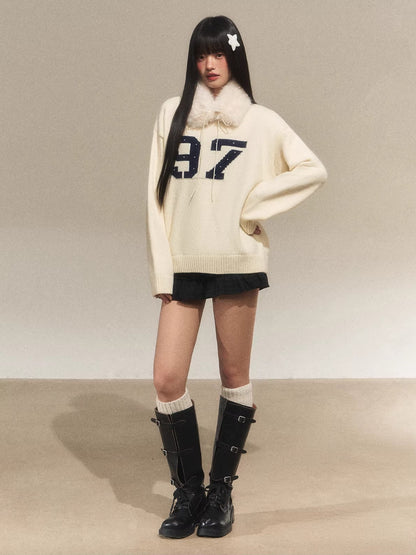 Detachable Fur Collar Sweater