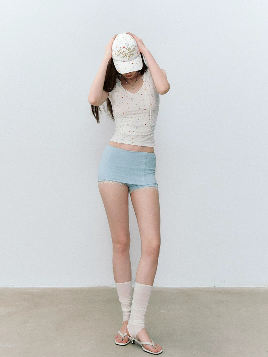 Mesh Panel V-Neck T-shirt