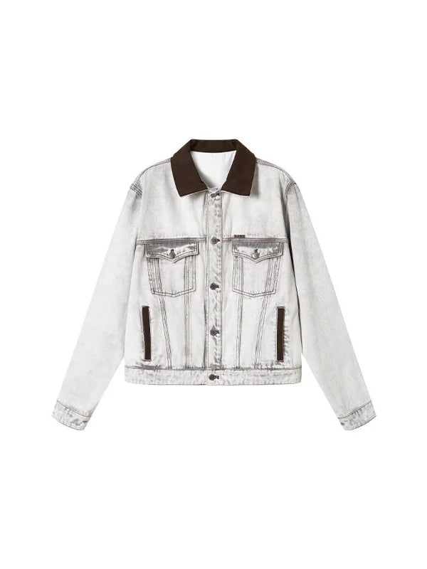 Contrast Suede Denim Jacket