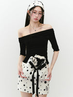 One-Shoulder Acetate Mid-Sleeve T-shirt