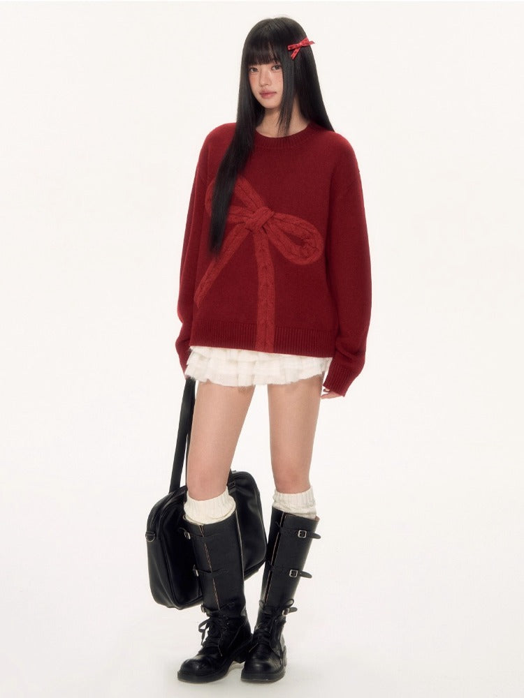 Red Bow Knit Sweater