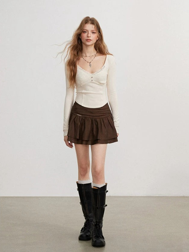 Pleated A Line Skirt