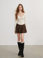 Pleated A Line Skirt