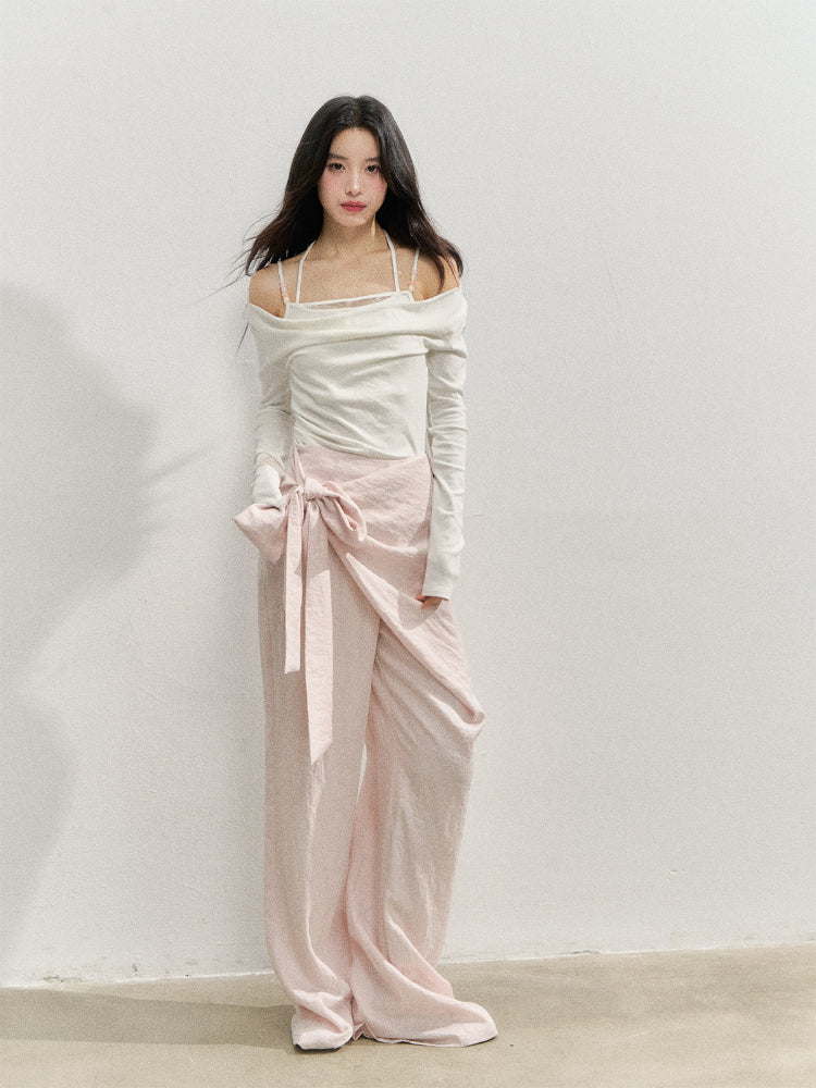 Creamy Pink Apron-Designed Sun-Protective Pants