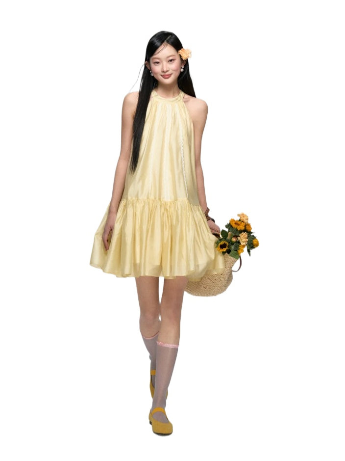 Halter Neck Tencel Lace Beach Dress