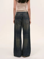 Vintage Double Button Wide-Leg Jeans