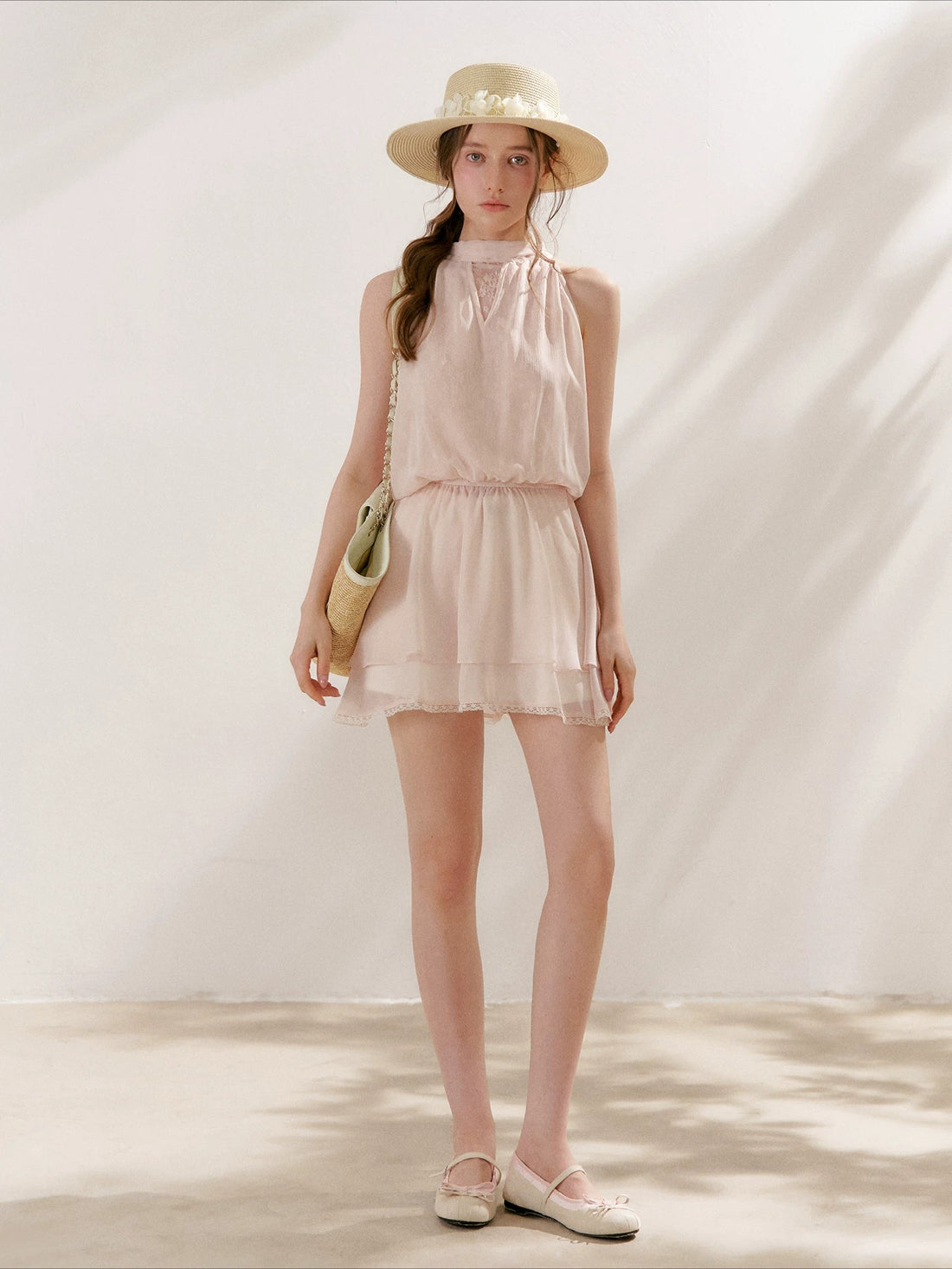 Chiffon Lace Halter Dress