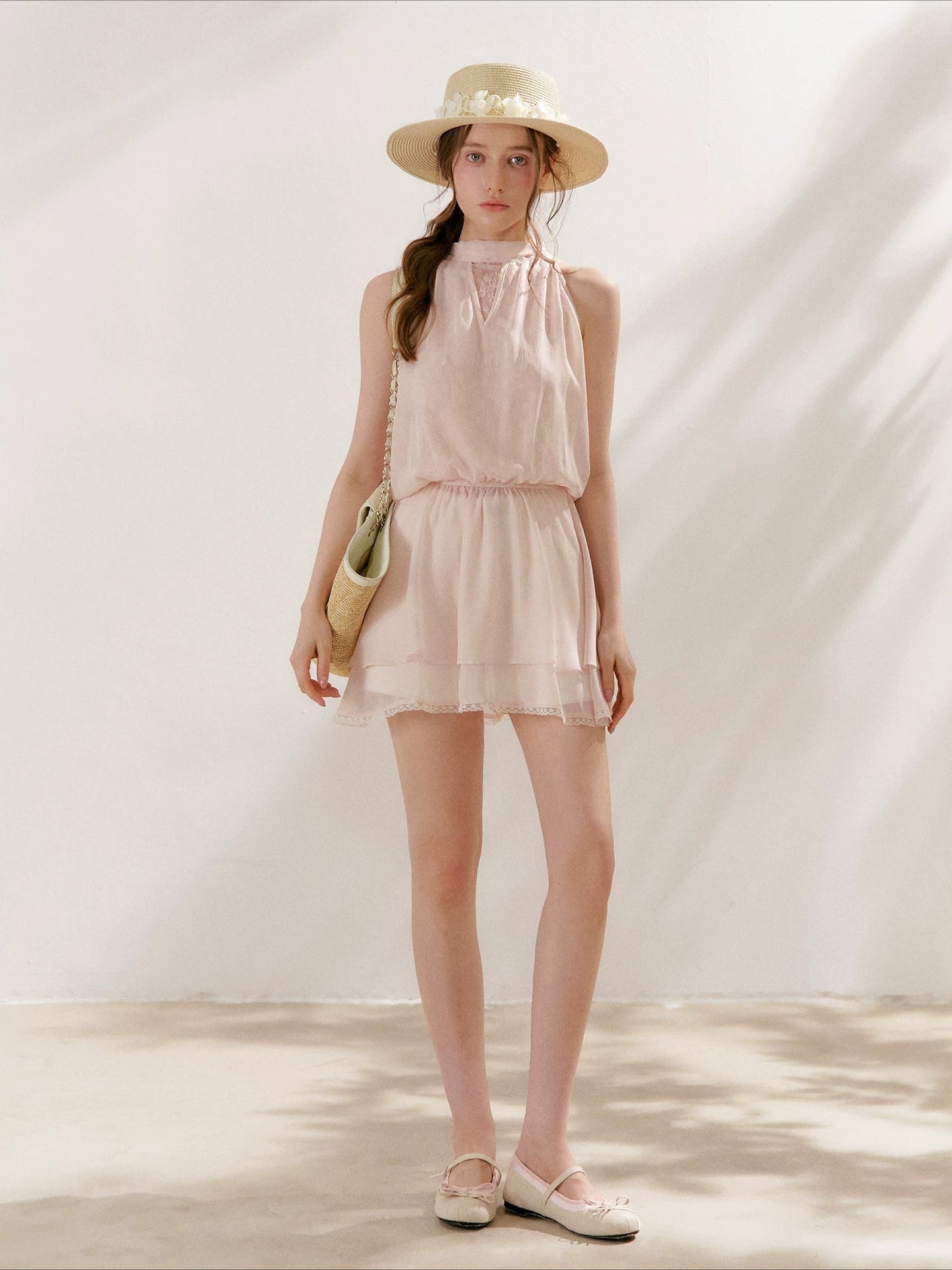 Chiffon Lace Halter Dress