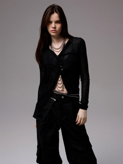 Mohair Slim Transparent Cardigan