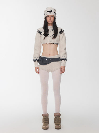 Fair Isle Pony Jacquard Knit Beanie