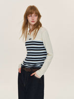 Layered Stripe Wool Blend Polo