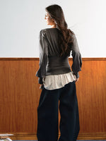 Draped Ruched Layered Top Set