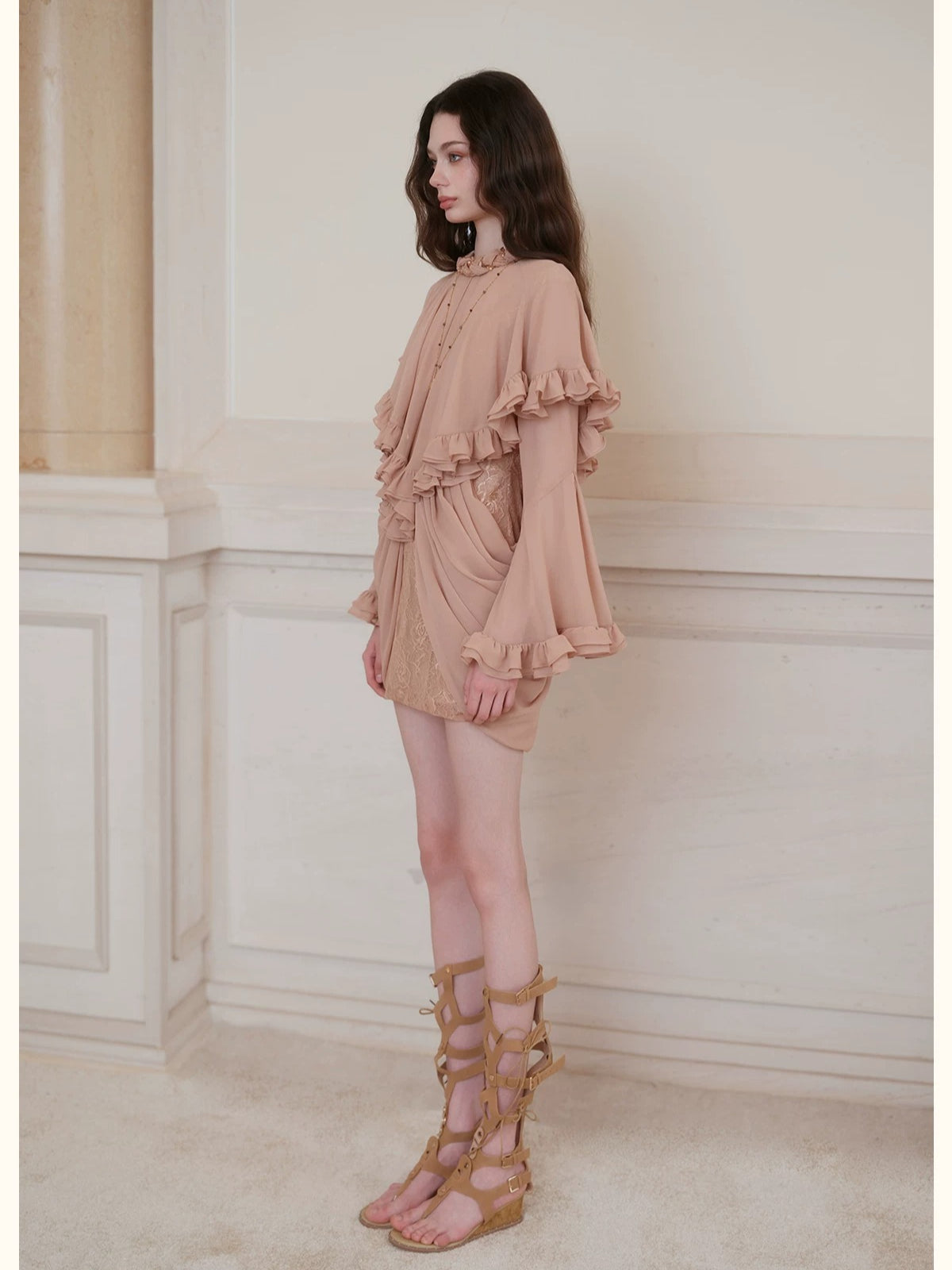 Twisted-Cord Cape Mini Dress