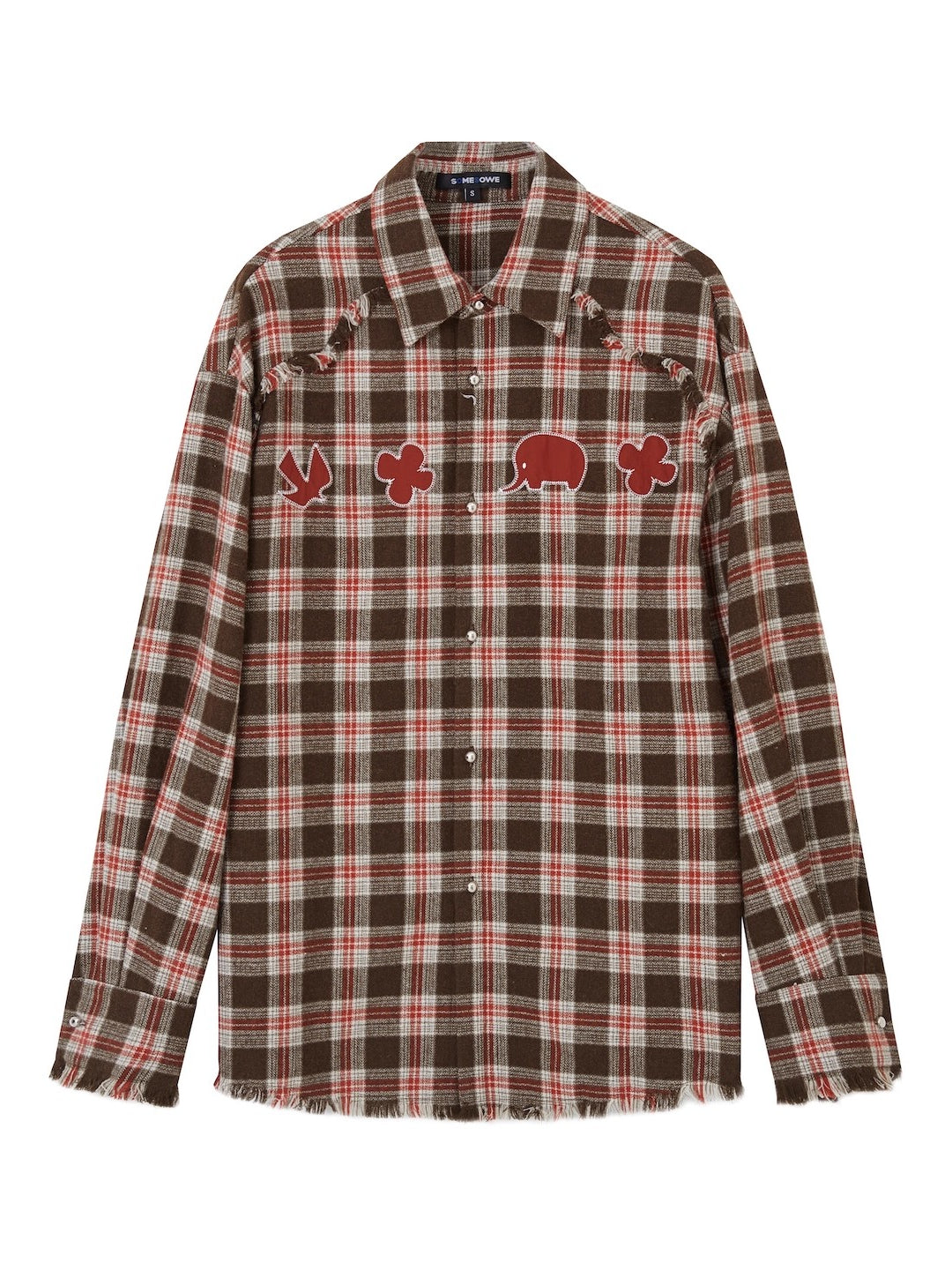 Blue &amp; Red Fringed Plaid Shirt