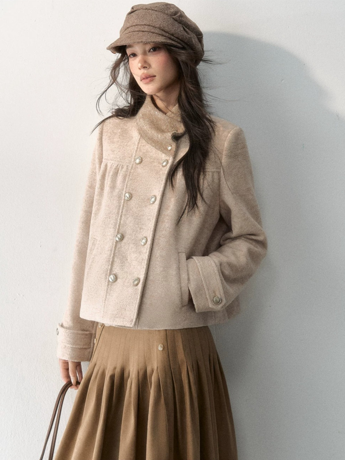 Vintage Gathered Wool Blend Jacket