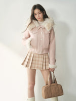 Embroidered Faux Suede Hooded Jacket