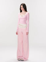 Pink Contrast Polka Pants