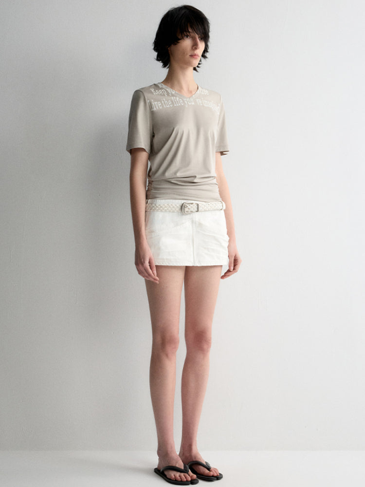 White Denim Straight Skirt