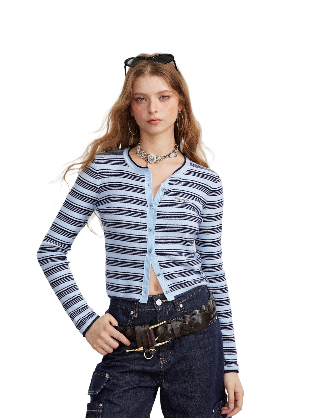 Contrast Stripe Knit Cardigan