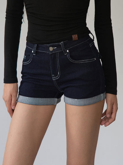 Straight-leg Cuffed Denim Shorts
