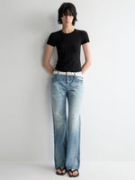 Split-Line Sheer Short Sleeve T-shirt