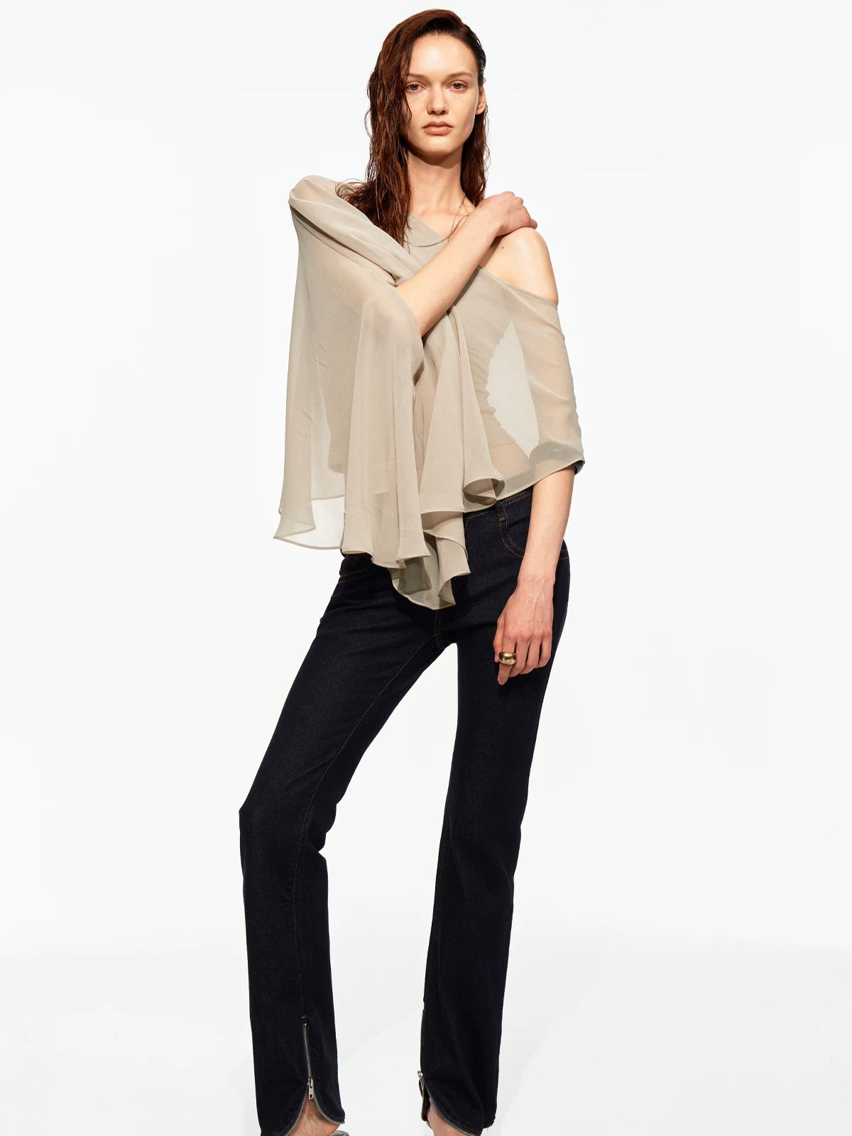 Zip Hem Straight Jeans