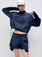 Color Block Outdoor Sports Jacket & Shorts Set