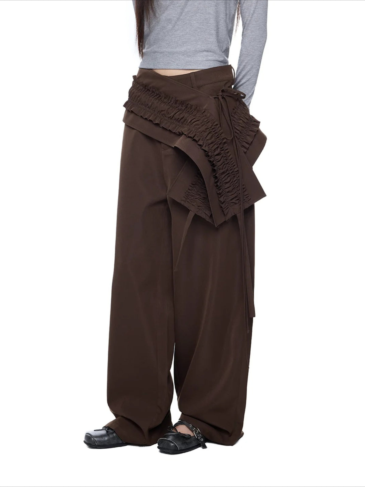 Ruffled Overlay Trousers