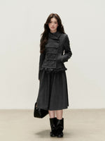Vintage Double-Breasted Jacket & Midi Skirt Set