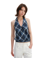 Classic Plaid Halter Backless Vest