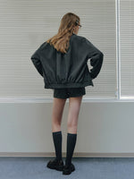 Spliced Jacket & Striped Suit Shorts Set