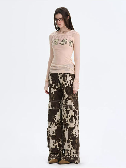 Puppy Print Layered Knit Top