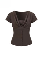 Layered Drape Button Tee