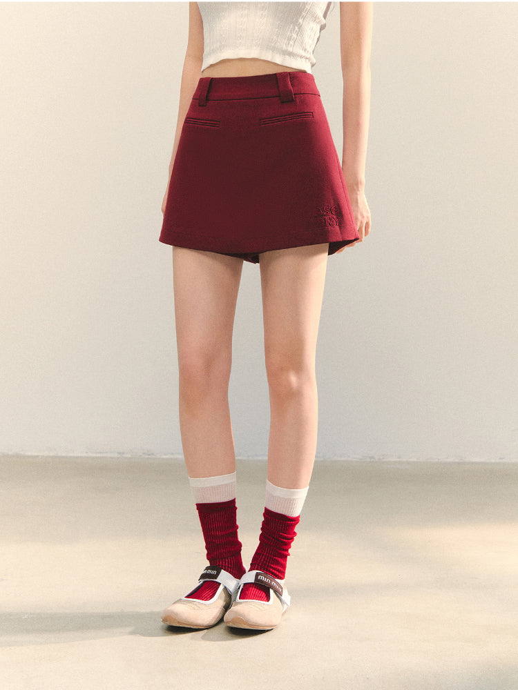Anti-exposure Applique Pocket Suit Skort