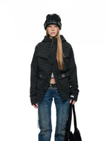 Vintage Striped Fleece Hooded Jacket