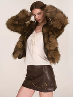 Asymmetric Collar Faux Fur Jacket