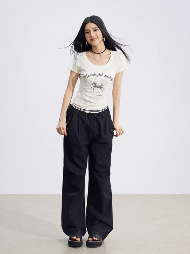 Layered Contrast Cargo Pants
